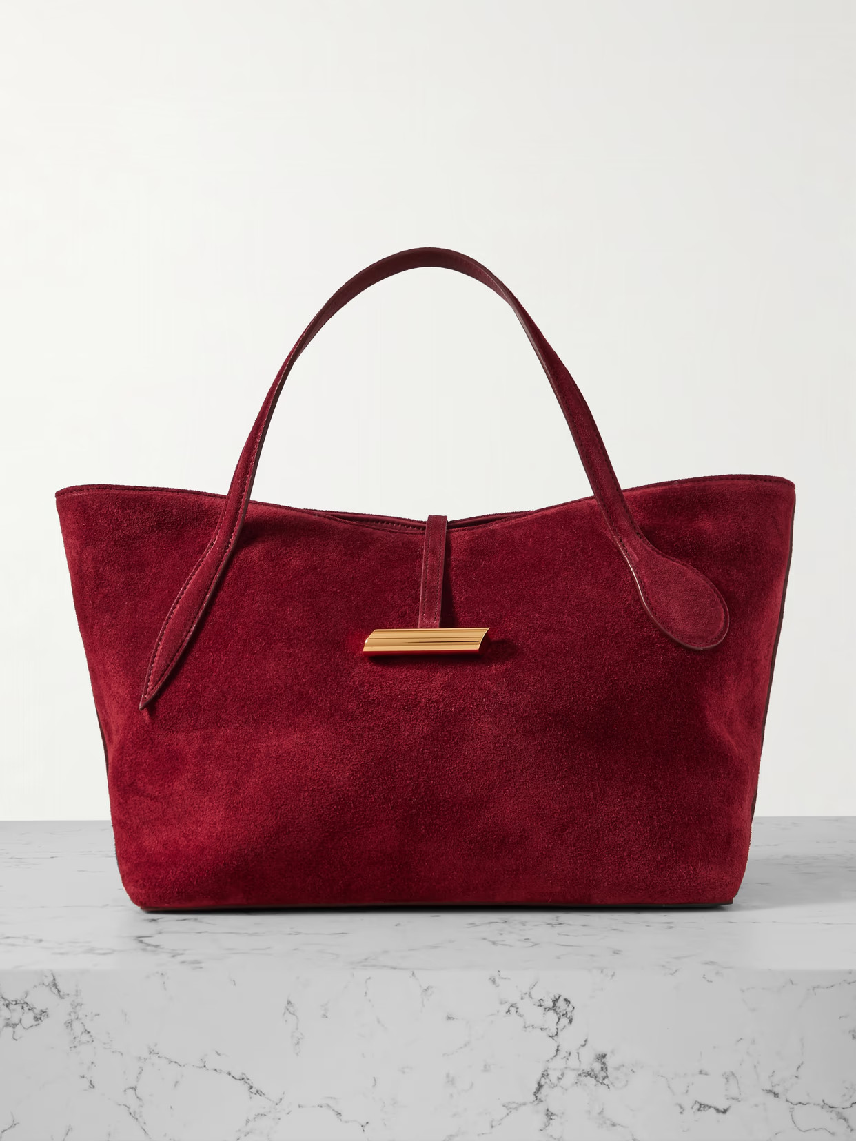 Liffner - Petite Penne Leather-trimmed Suede Tote - Red | NET-A-PORTER (US)