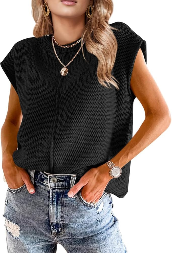 Womens Spring Fashion 2026 Summer Tops Boho Sweater Trendy Western Casual Cap Sleeve Rodeo Vest C... | Amazon (US)