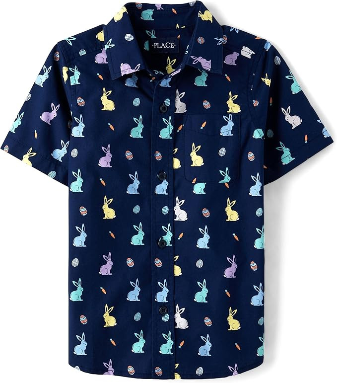The Children's Place Boys Short Sleeve Poplin Button Down Shirt | Amazon (US)