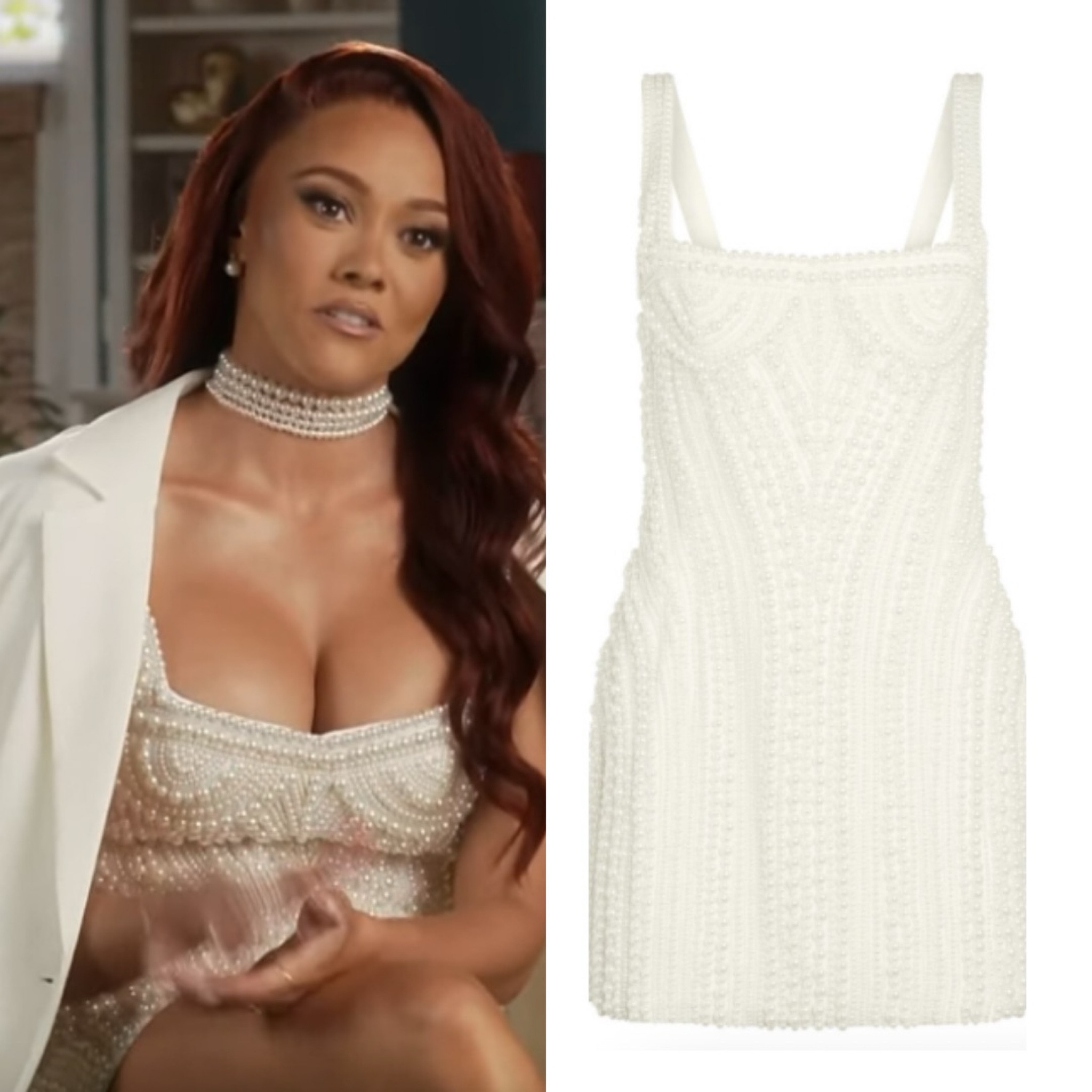 Ashley Darby’s Pearl Embellished Confessional Dress