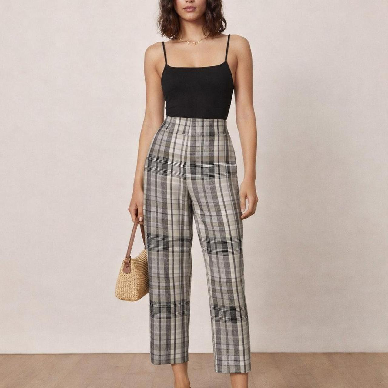 Reformation Women's Pants - Grey/Multi | Depop US