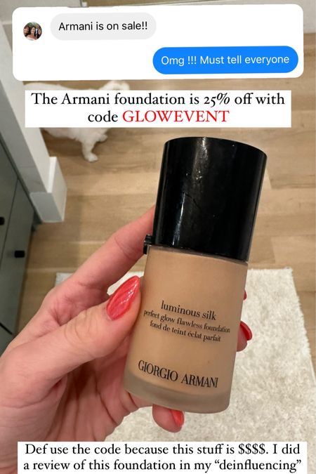 Armani Luminous silk foundation on sale! The best face foundation for every day wear. Best seller, makeup, beauty

#LTKunder50 #LTKsalealert #LTKbeauty