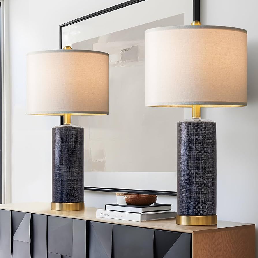 PORTRES 23.75" Modern Ceramic Table Lamp Set of 2 for Bedroom Living Room,Desk Decor,Bedside Lamp... | Amazon (CA)