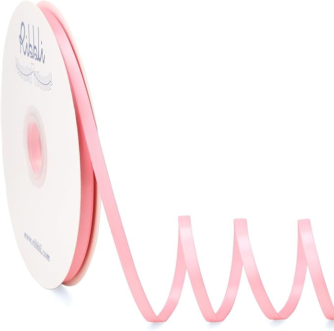 Ribbli Pink Satin Ribbon Double Faced Satin 1/4 Inch x Continuous 100 Yards-Pink Ribbon for Gift ... | Amazon (US)