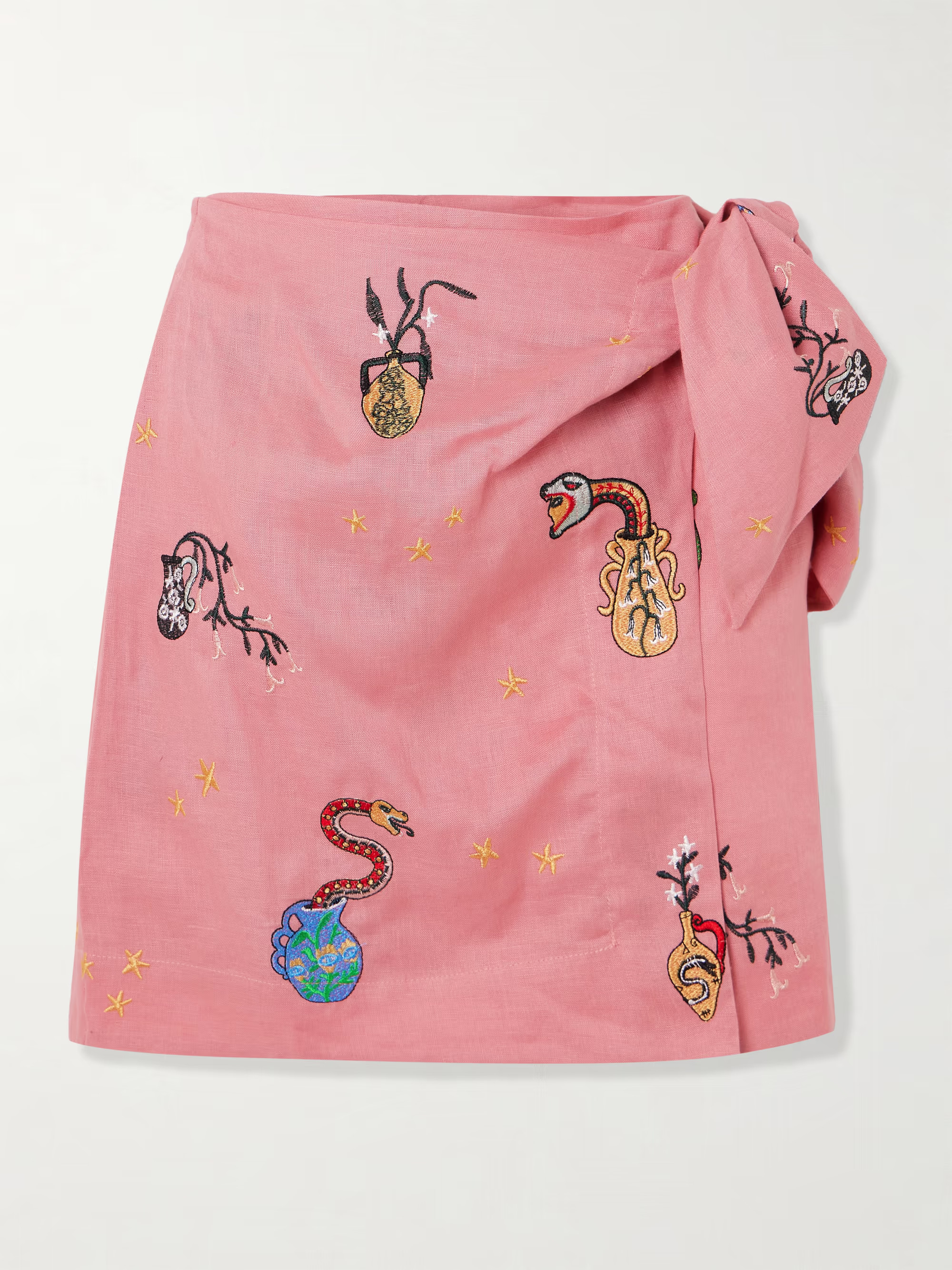 + Nadia Hernandez Timmy wrap-effect embroidered linen mini skirt | NET-A-PORTER APAC