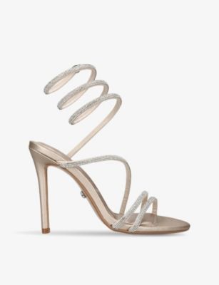 Spiral 105 crystal-embellished woven heeled sandals | Selfridges