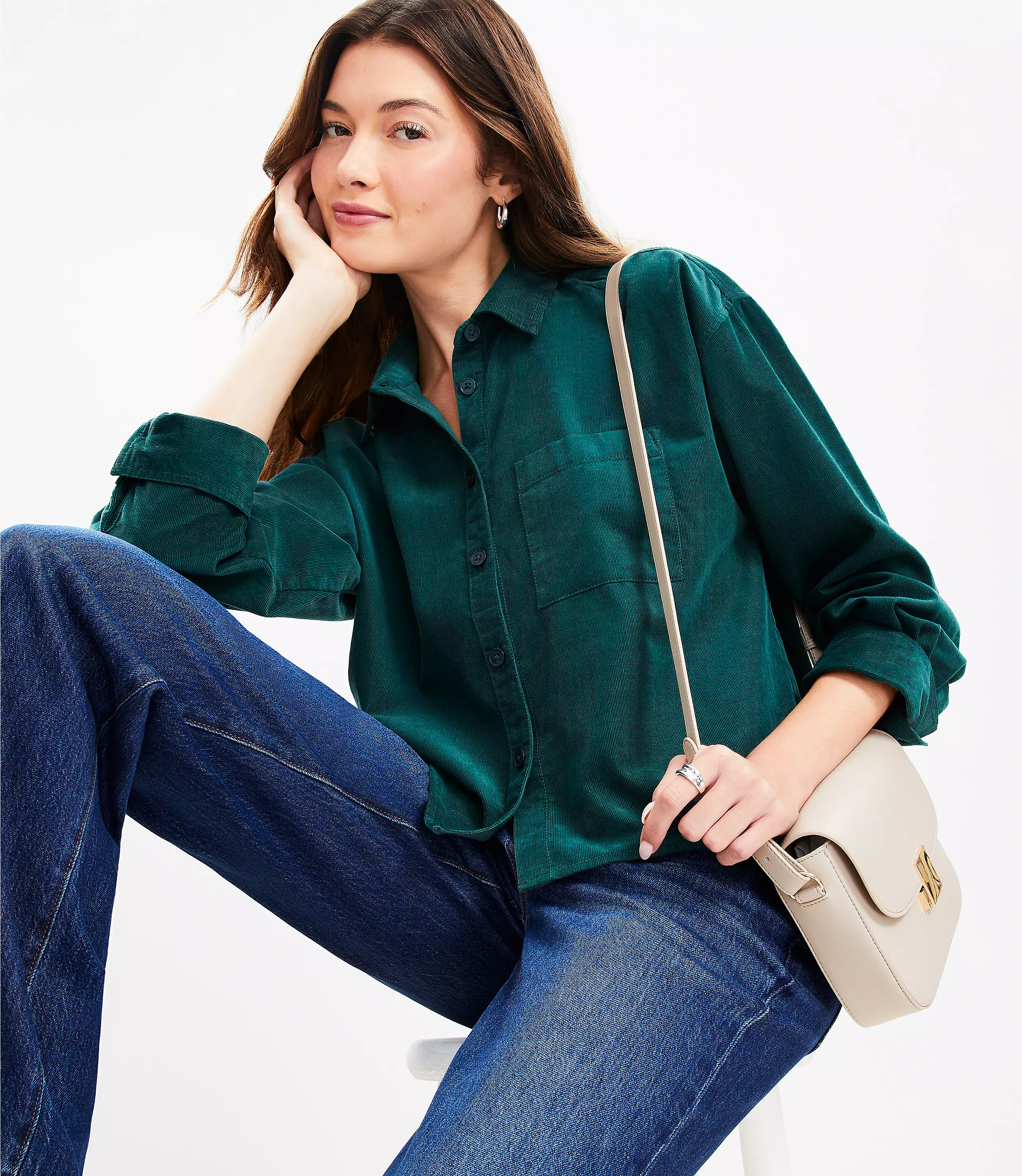 Cotton Corduroy Modern Pocket Shirt | LOFT