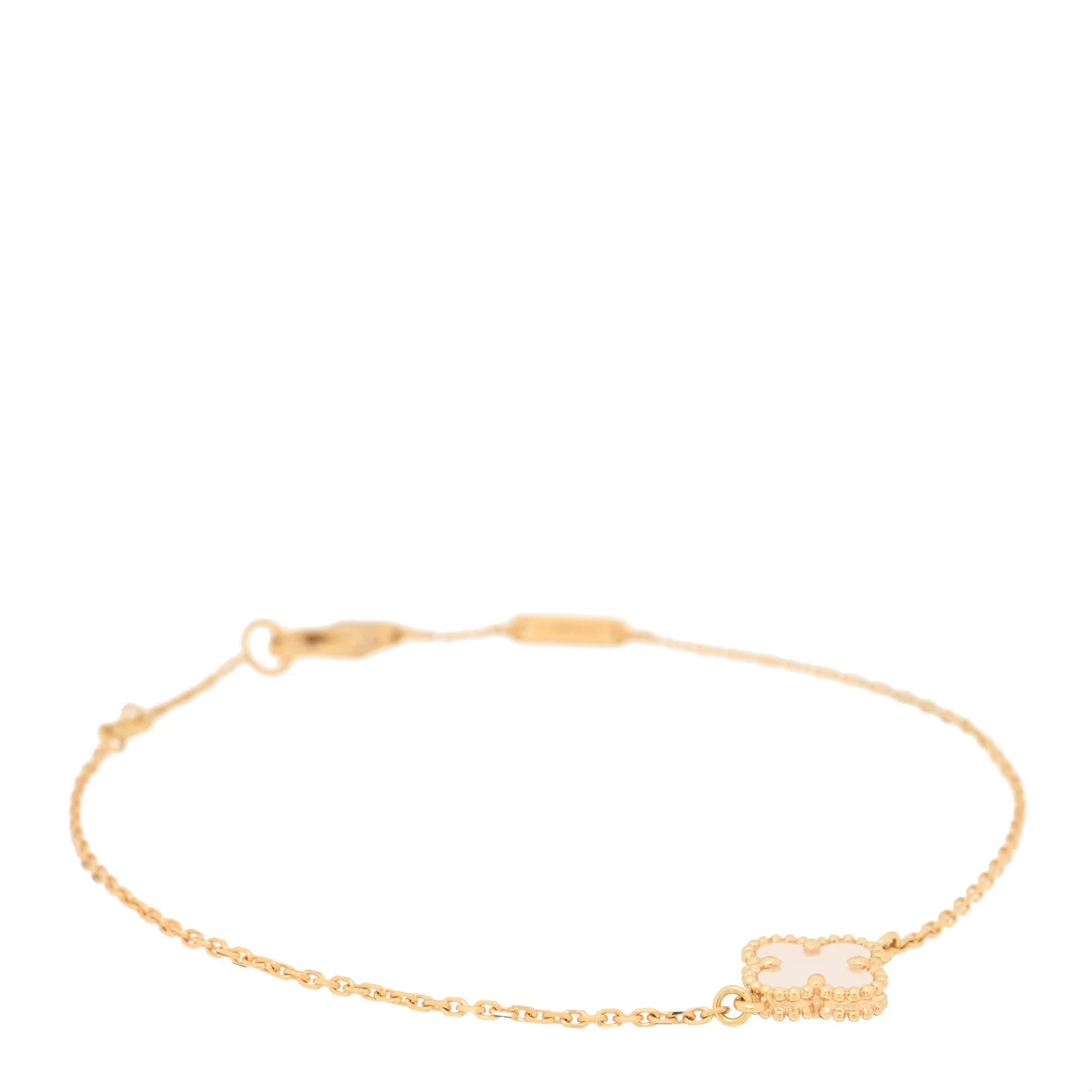 18K Yellow Gold Mother of Pearl Sweet Alhambra Bracelet | FASHIONPHILE (US)