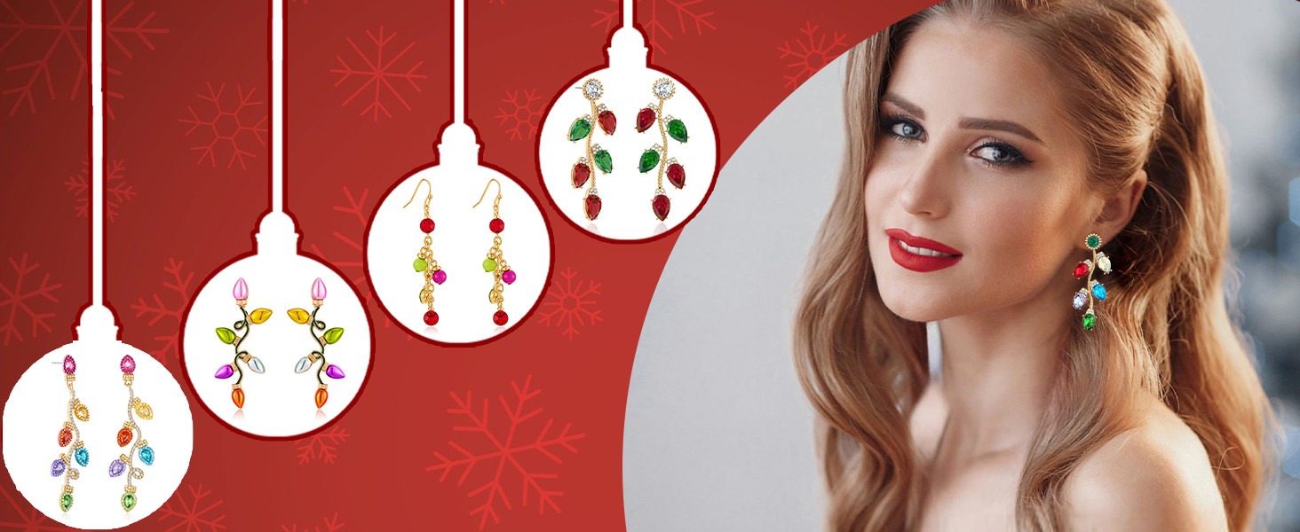 Christmas Earrings for Women, Cute Christmas Tree Earrings Dainty Gold Plated Reindeer Snowflake ... | Amazon (US)