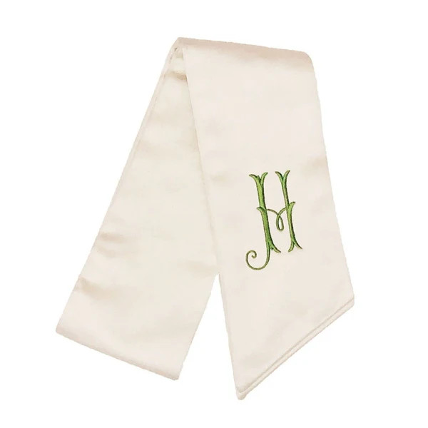 Ivory Monogrammed Wreath Sash | Fig and Dove