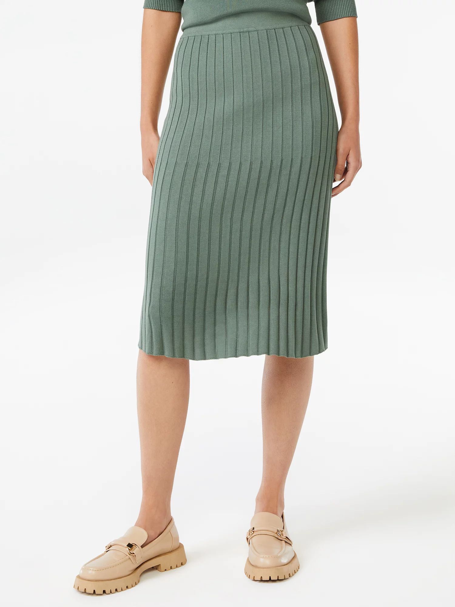 Free Assembly Women's Pleated Midi Sweater Skirt - Walmart.com | Walmart (US)