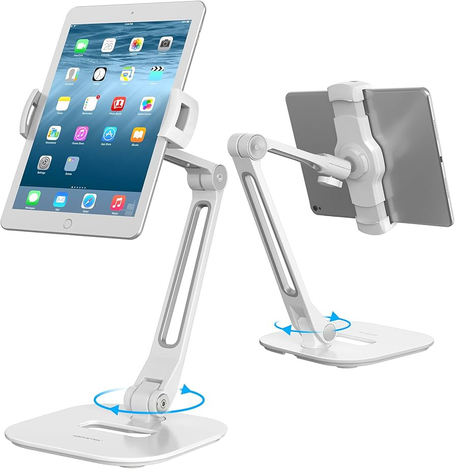 AboveTEK Multi-Angle Adjustable Tablet Stand, 360 Swivel iPad Stand Aluminum Desk Mount Fits 4'-1... | Amazon (US)
