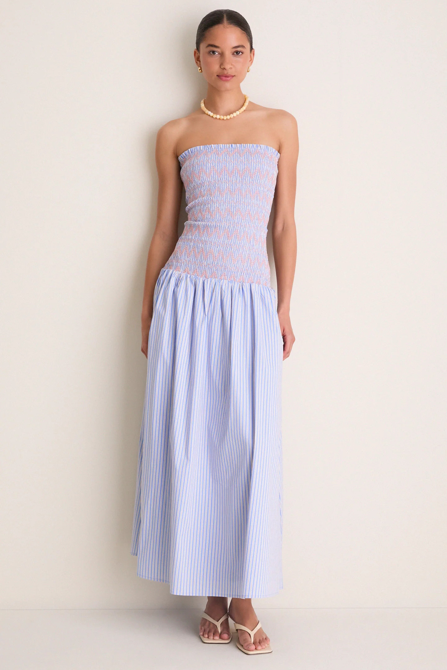 Blue Multi Eleni Smocked Midi Dress | Tuckernuck (US)