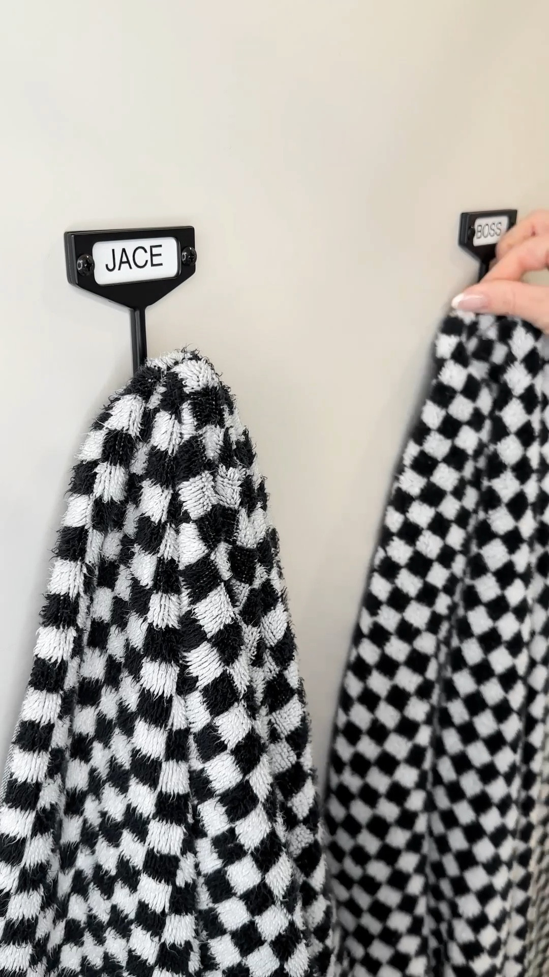 My boys bathroom is much easier to keep clean and tidy if I use hooks instead of a towel rod. Labeling my boys towels, gives them ownership over their own towel and space and helps them to put things away easier.

#bathroomorganization #kidsbathroom

#LTKHome #LTKFamily #LTKKids