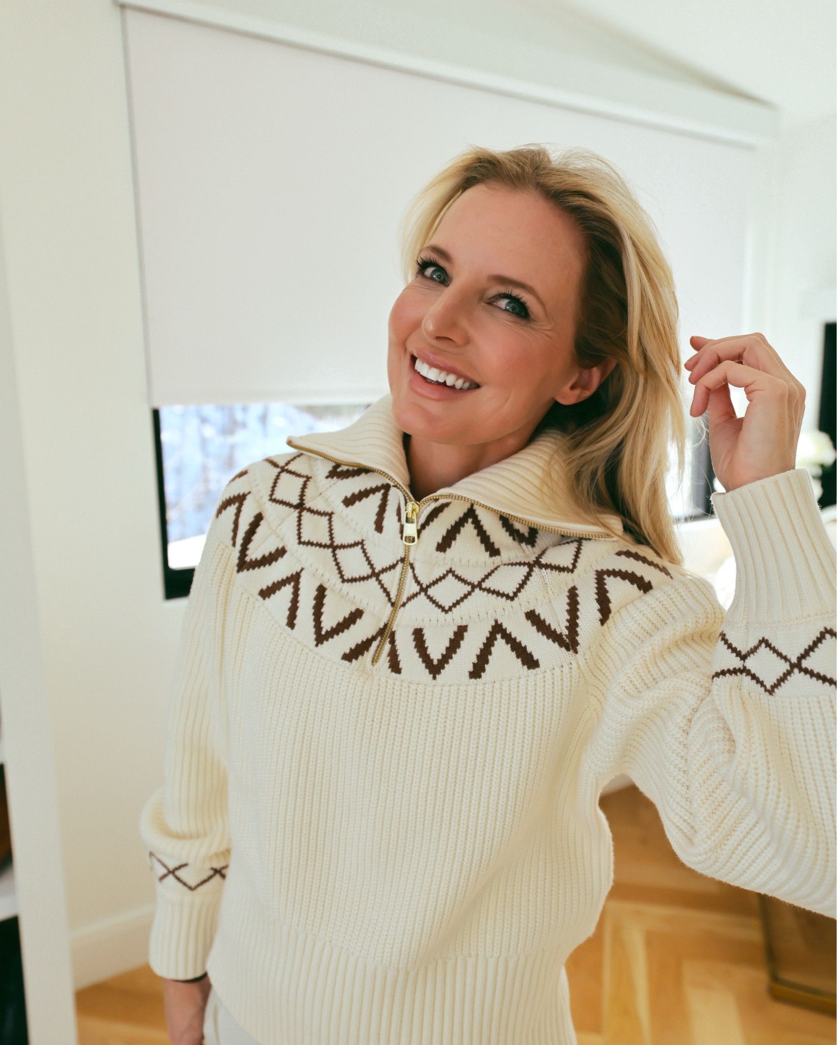 Fair isle sweaters are majorly on-trend this season. I LOVE this half-zip by Varley. It’s cozy and warm, yet not too heavy or bulky. I’m wearing an XS and would recommend sizing down. (If you’re in need of a great gift idea, this sweater is it!)

#LTKGiftGuide #LTKSeasonal #LTKHoliday