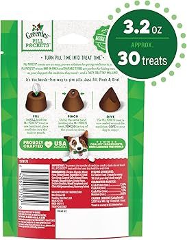 GREENIES PILL POCKETS for Dogs Tablet Size Natural Soft Dog Treats, Hickory Smoke Flavor, 3.2 oz.... | Amazon (US)