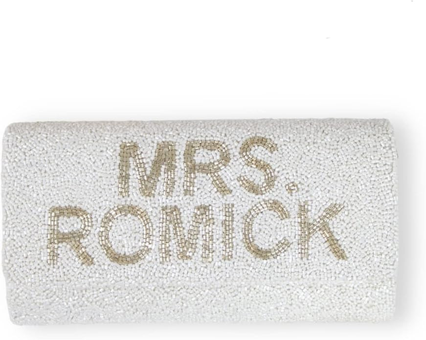 Personalized Custom Clutch Purse for Women, Beaded Clutch Crossbody Bag with Silver Chain Strap, ... | Amazon (US)