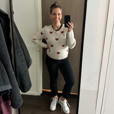 In Colorado, they’re still getting snow. Perfect for sweater weather in this heart sweater. Wearing a size medium. Also, as someone who strongly dislikes wearing shoes that require socks and are not sandals, these sneakers are the best. True to size! 

#LTKshoecrush #LTKstyletip #LTKbump