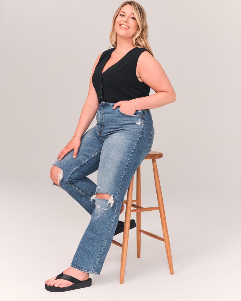 Women's Ultra High Rise 90s Straight Jean | Women's Bottoms | Abercrombie.com | Abercrombie & Fitch (US)