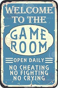 Tarika Welcome to The Game Room Open Daily Vintage Look Metal 20X30 cm Decoration Crafts Sign for... | Amazon (US)
