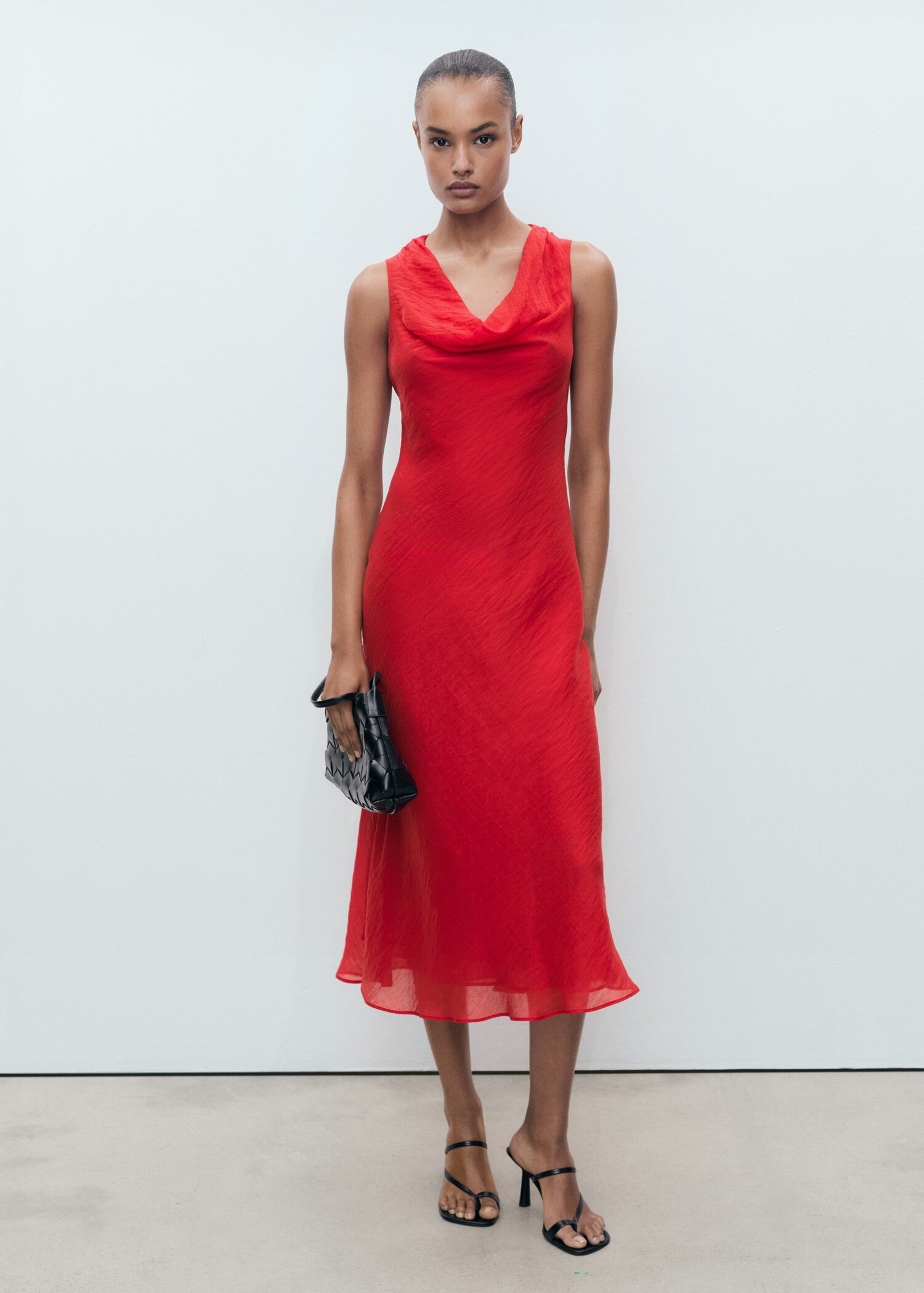 Draped-neck lyocell dress - Women | MANGO USA | Mango (US/MX/AU)