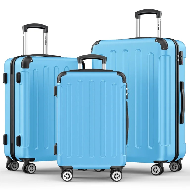 Sunbee 3 Piece Luggage Sets Hardshell Lightweight Suitcase with TSA Lock Spinner Wheels, Light Bl... | Walmart (US)