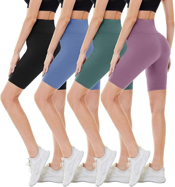 CAMPSNAIL 4 Pack Biker Shorts for Women – 8" High Waist Tummy Control Workout Yoga Running Comp... | Amazon (US)