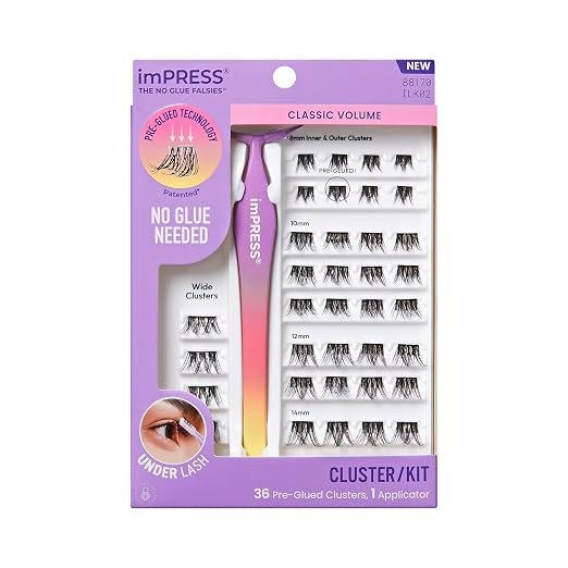 Kiss Impress Falsies Self Adhesive Eyelashes, Press On Lashes, 12mm-14mm Glam Volume Lashes, Blac... | Amazon (US)