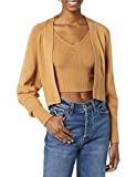 Amazon.com: Daily Ritual Women's Ultra-Soft Cardigan and Crop Top Sweater Set, Camel Heather, X-L... | Amazon (US)