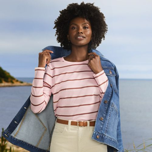 Supima Cotton Long Sleeve Crewneck T-Shirt | Lands' End (US)