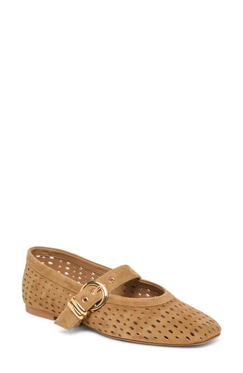 Dolce Vita Mikel Mary Jane Flat in Light Brown Perforrated Suede at Nordstrom, Size 10 | Nordstrom