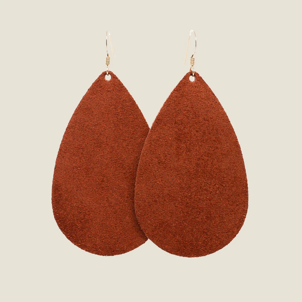 Ginger Suede Teardrops | Nickel and Suede