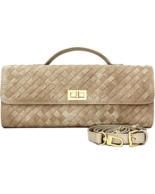 Woven Suede Clutch Purse for Women – Crossbody or Shoulder Evening Bag for Weddings, Parties, D... | Amazon (US)
