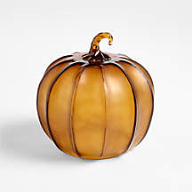 Amber Small Glass Pumpkin | Crate & Barrel