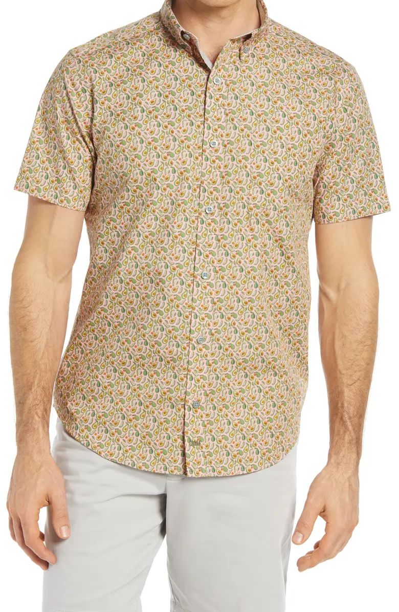Johnston & Murphy Avocado Print Short Sleeve Button-Down Shirt | Nordstrom | Nordstrom