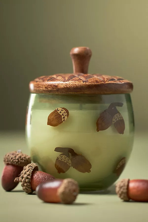 Gourmand Sweet Maple & Chai Handpainted Acorn Glass Candle | Anthropologie (US)