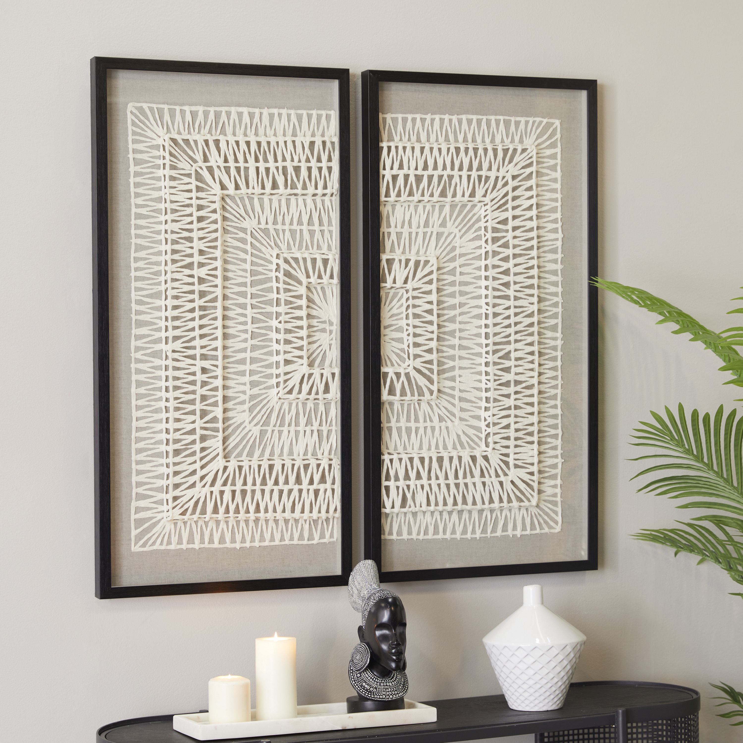 20"W, 39"H White Geometric Handmade 3D Origami Shadow Box with Black Frame, by The Novogratz (2 C... | Walmart (US)