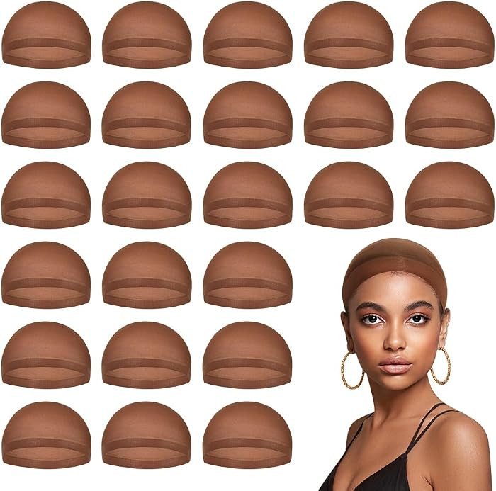Dark Brown Wig Caps for Women, Stocking Cap for Lace Front, 24 PCS | Amazon (US)