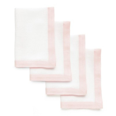 Solino Home Linen Dinner Napkins Blush Pink and White Set of 4, 20 x 20 Inches | Classic | Target