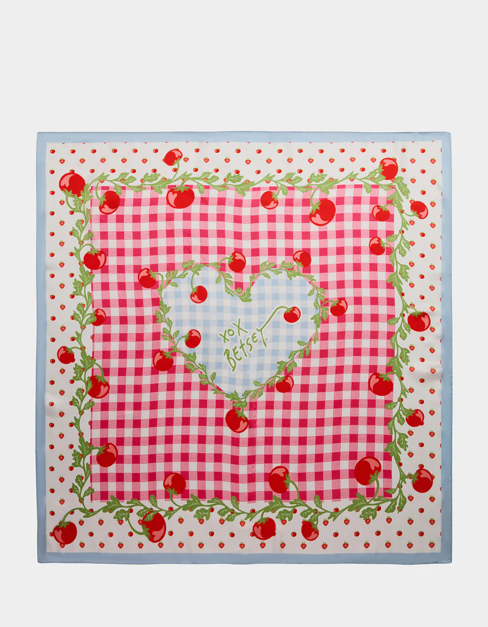 TOMATO GINGHAM SQUARE SCARF 35" x 35" Women's Multicolor Printed Scarf | Betsey Johnson