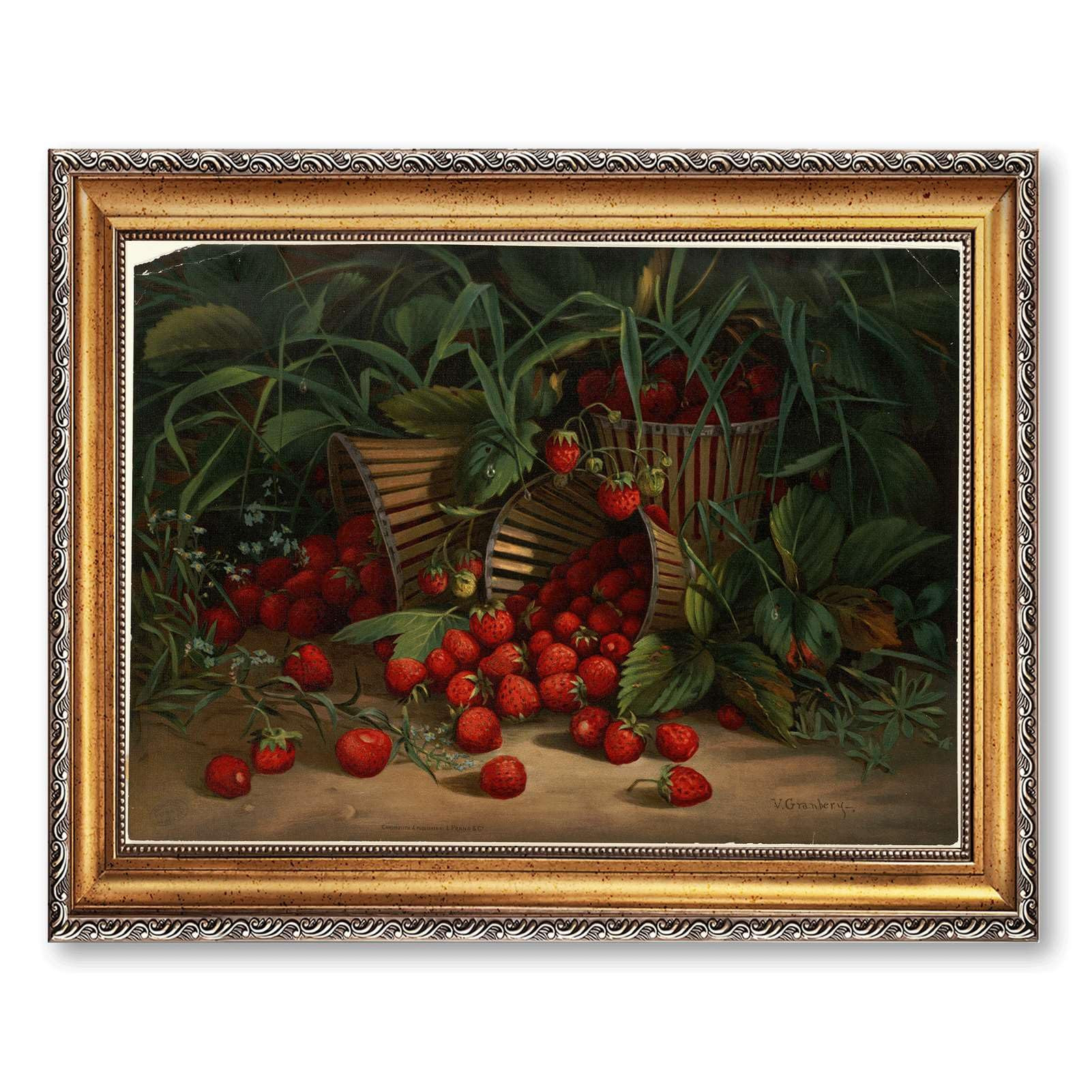Strawberry Still Life Poster Canvas Print Oil Paintings Reproduction World Classics, Rustic Paint... | Amazon (US)