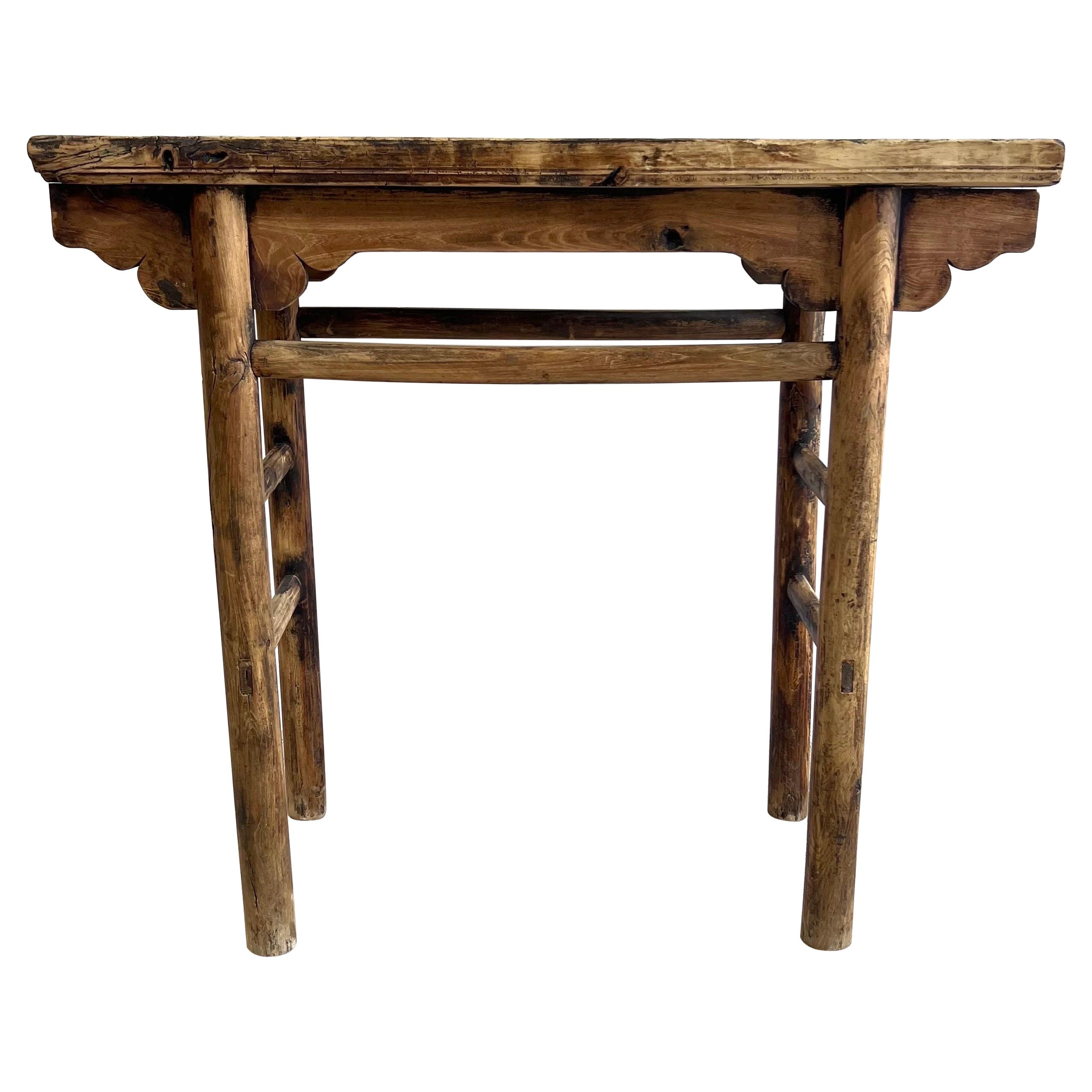Vintage Elm Wood Console Table | 1stDibs
