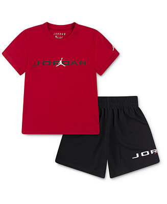 Jordan Little Boys 2-Piece  MJ Baseline Mesh Shorts and T-Shirt Set - Macy's | Macy's