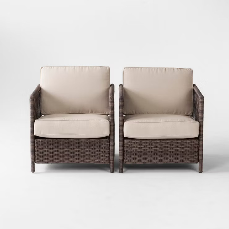Monroe 2pk Wicker Motion Patio Club Chair Tan - Threshold™ | Target