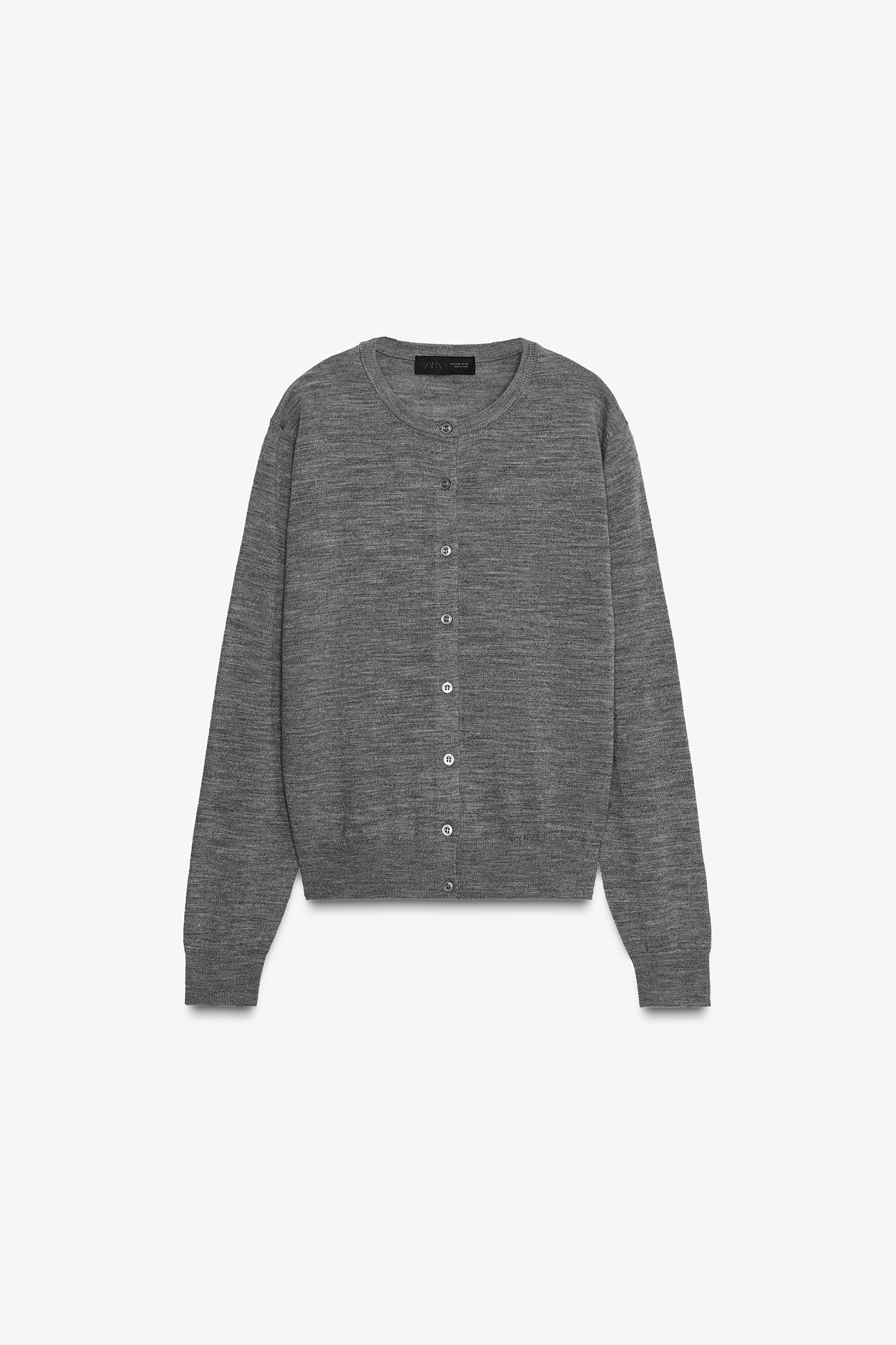 100% WOOL PLAIN KNIT CARDIGAN | Zara UK