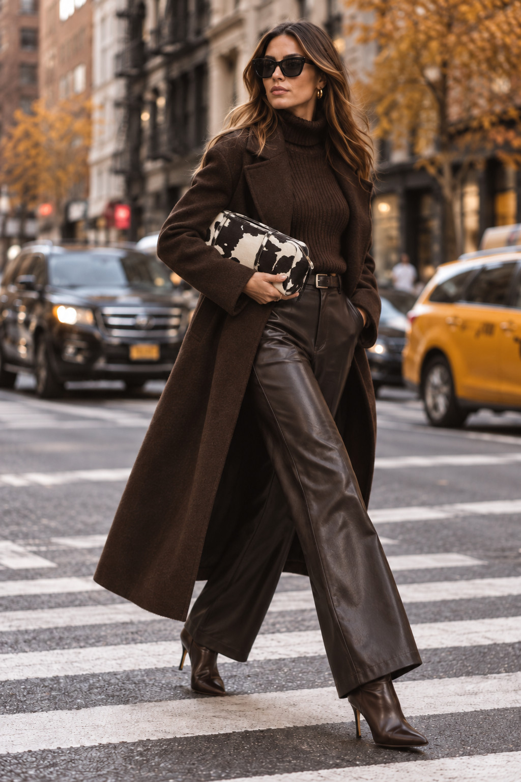 This monochrome brown fall outfit is giving major fashion week energy 🤎 A chocolate knit, long tailored coat, wide-leg faux leather pants, heeled boots, and a statement cow print bag make the whole look feel bold, expensive, and so put together. Such a good Amazon-inspired outfit idea for city days, dinner, events, fall photos, or when you want a little extra drama in your everyday style.

#AmazonFashion #AmazonFallOutfits #FallFashion #BrownOutfit #ChocolateBrown #LeatherPants #FallCoat #StatementBag #CowPrintBag #NewYorkStreetStyle #FashionWeekStyle #FallOutfitInspo #AmazonStyle #AmazonFinds #ChicFallOutfit #ElevatedBasics #AutumnFashion #LTKFinds 

 #LTKNYFW #LTKootd #LTKSeasonal