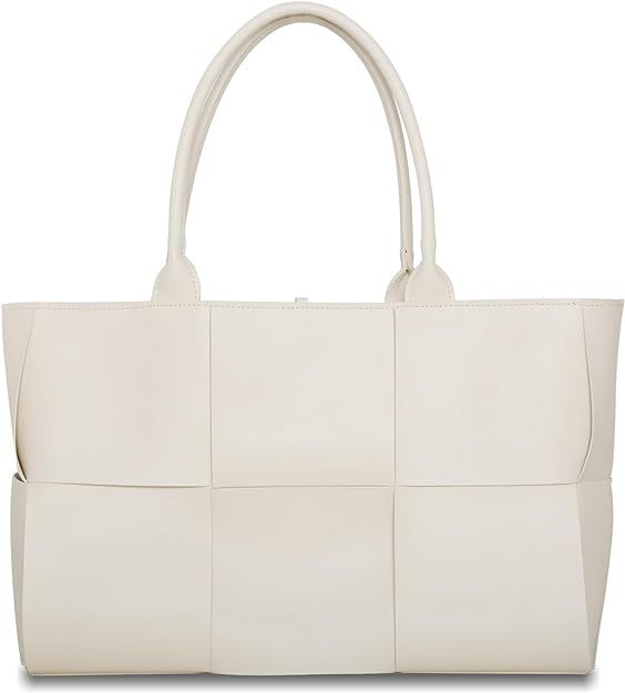 Tote Bag for Women Leather Shoulder Bag Large Purse Handbag(White)… | Amazon (US)