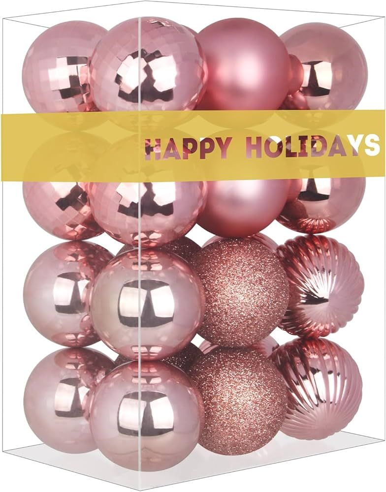 Rose Gold 1.6" Small Christmas Balls Christmas Tree Decoration Ornaments Shatterproof Hanging Bal... | Amazon (US)