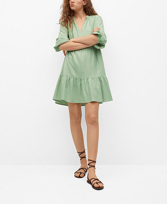 MANGO Women's Ruffled Linen Dress & Reviews - Women - Macy's | Macys (US)