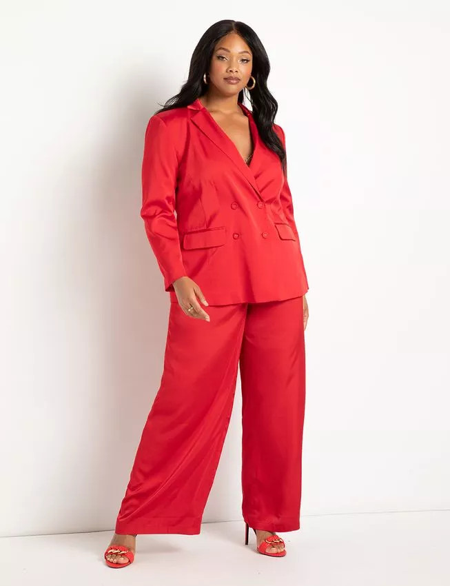 Wide Leg Satin Trouser | Eloquii
